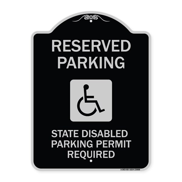 Reserved Parking State Disabled Parking Permit Required Heavy-Gauge Alum, 24" x 18", BS-1824-23008